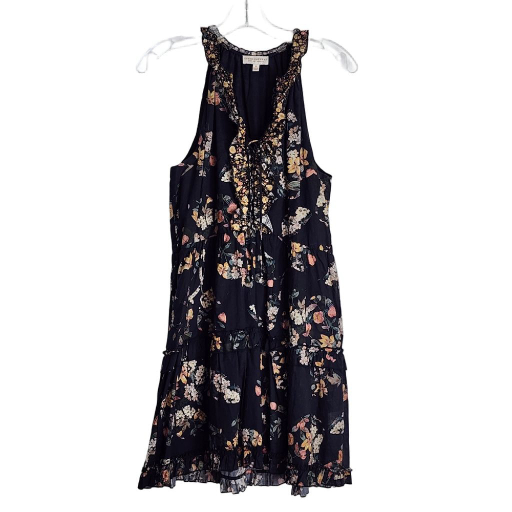 SUPER NATURAL SECRET MISSION Cape Town Isabel Black Floral Tired Mini Dress XS - Picture 6 of 9